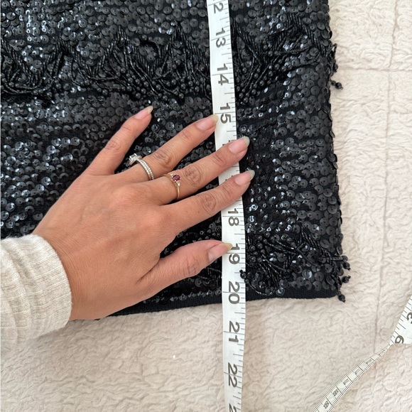 Vintage Black Sequin Beaded Fringe Top | Zip Front | Art Deco Glam - Picture 9 of 9